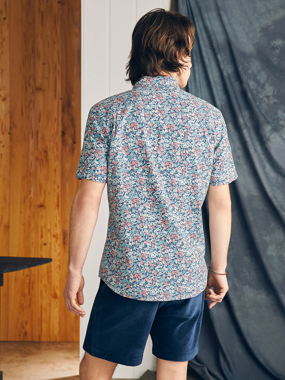 Short Sleeve Breeze Shirt by Faherty in Seafoam Beach Blossom