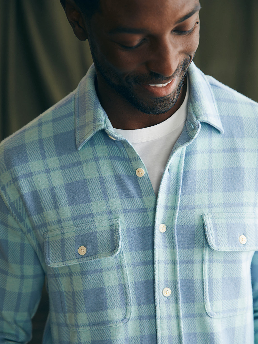 Legend Sweater Shirt by Faherty in Clearwater Coastal Plaid