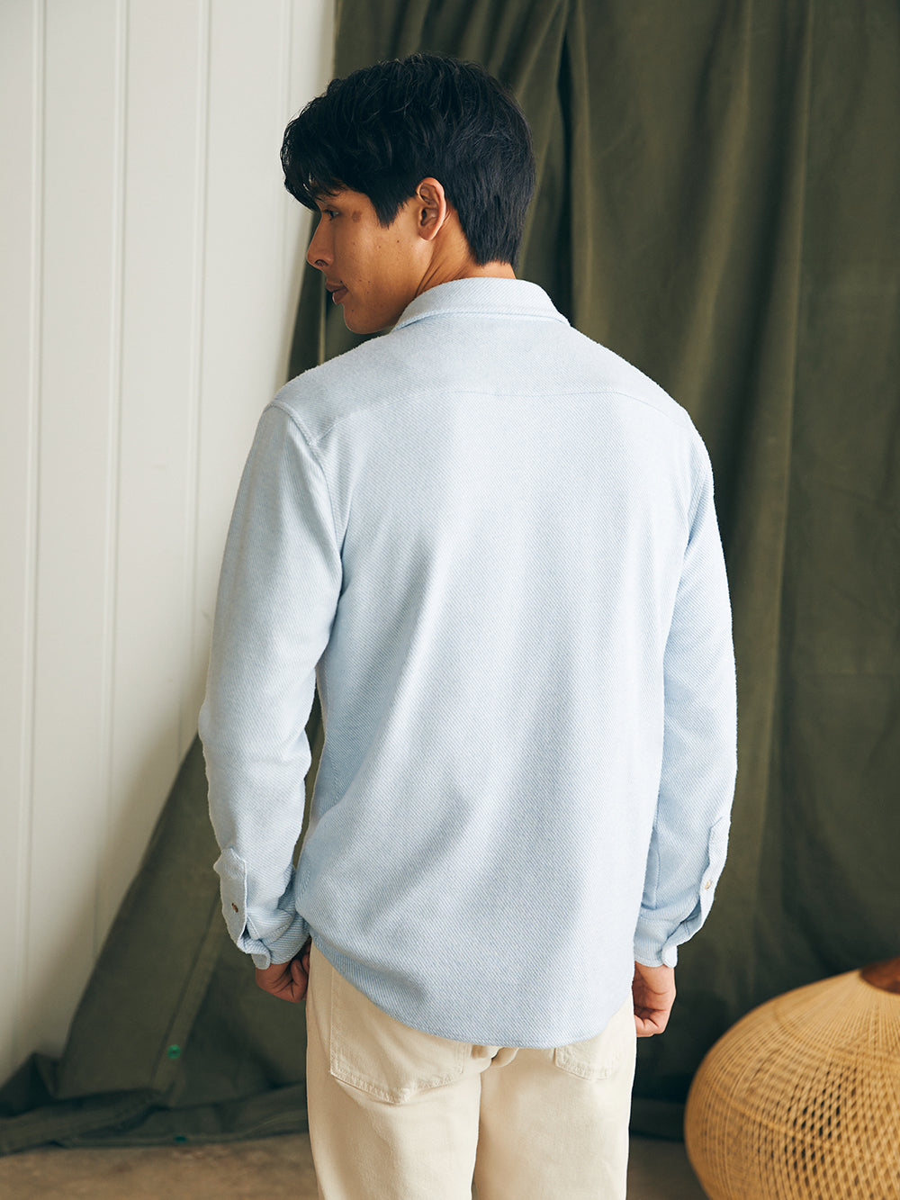 Legend Sweater Shirt by Faherty in Ice Blue Twill