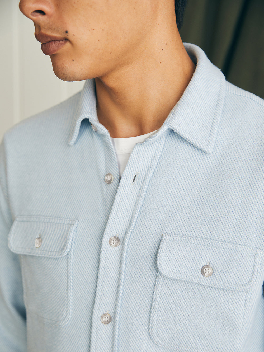 Legend Sweater Shirt by Faherty in Ice Blue Twill