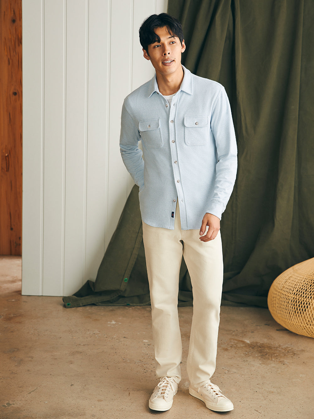 Legend Sweater Shirt by Faherty in Ice Blue Twill