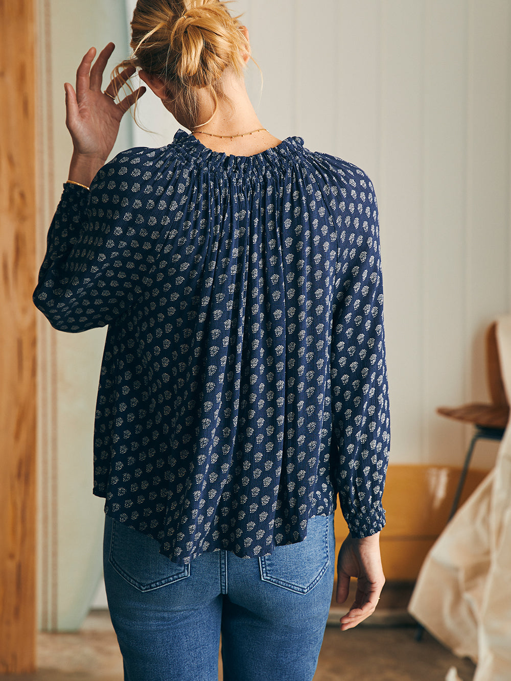 Emery Blouse by Faherty in Lotus Floral Print