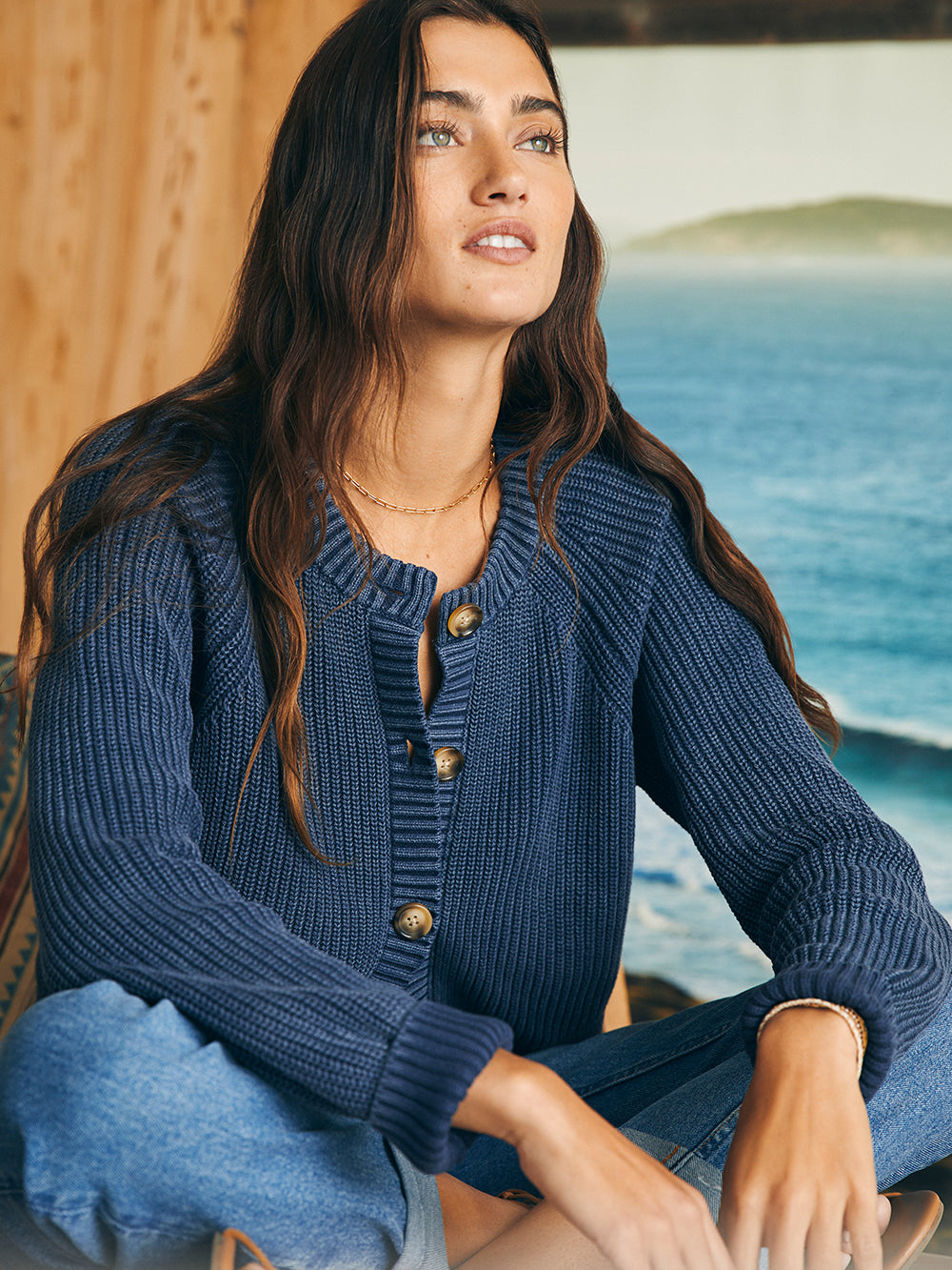 Sunwashed Fisherman Cardigan by Faherty in Mood Indigo