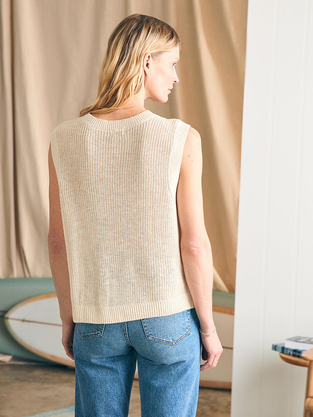 Miramar Linen Muscle Tank by Faherty in Summer Sand