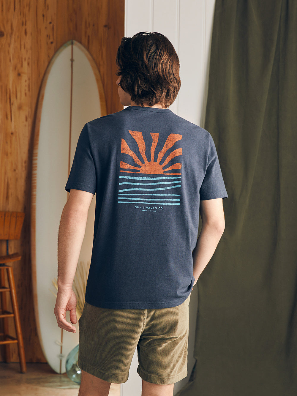 Sunwashed Graphic Tee by Faherty in Dune Navy