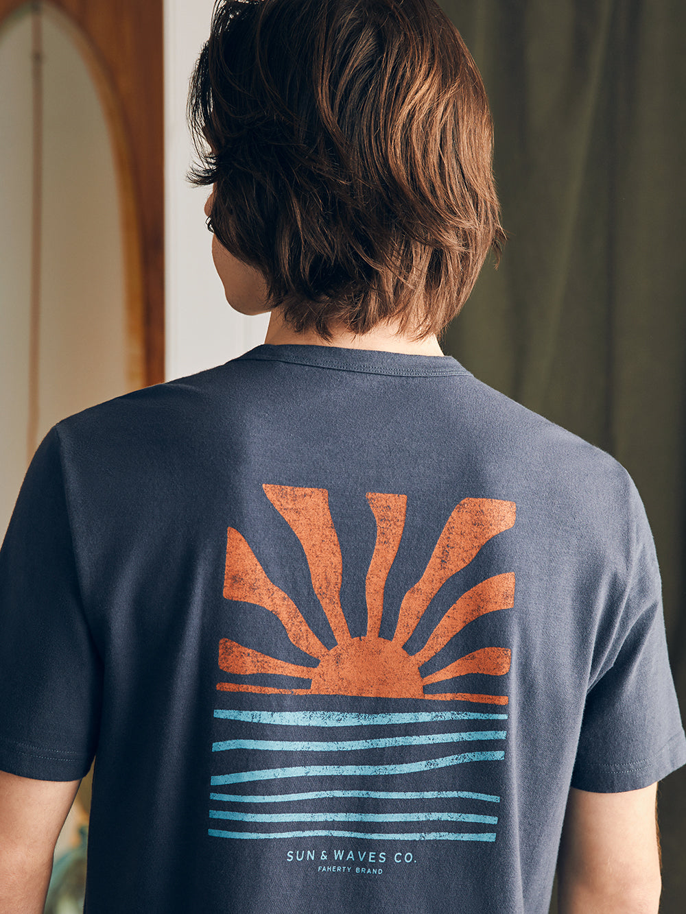 Sunwashed Graphic Tee by Faherty in Dune Navy