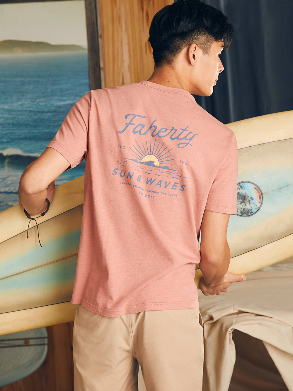 Sunwashed Graphic Tee by Faherty in Faded Flag