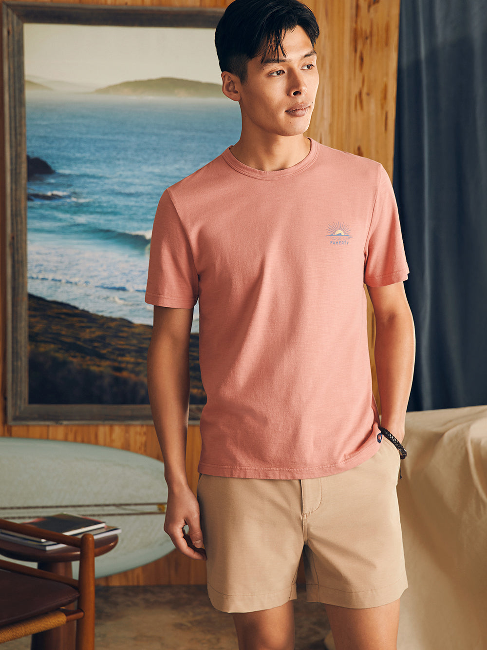 Sunwashed Graphic Tee by Faherty in Faded Flag