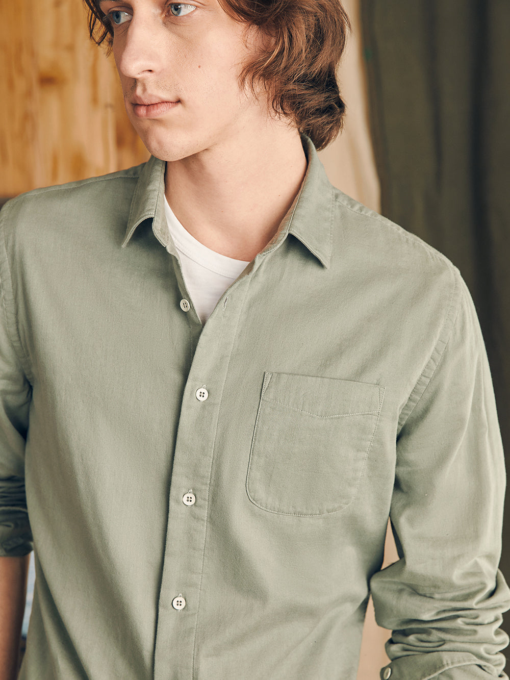 Sunwashed Chambray Shirt - Desert Olive