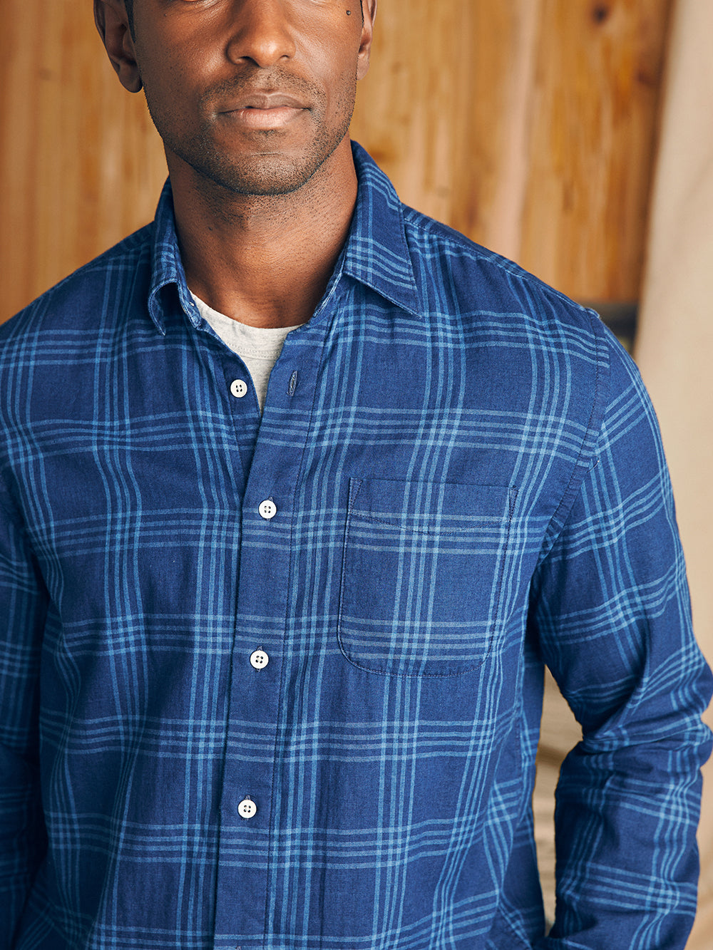 Sunwashed Chambray Shirt - Navy Night Windowpane