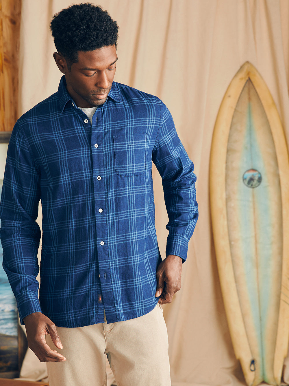 Sunwashed Chambray Shirt - Navy Night Windowpane