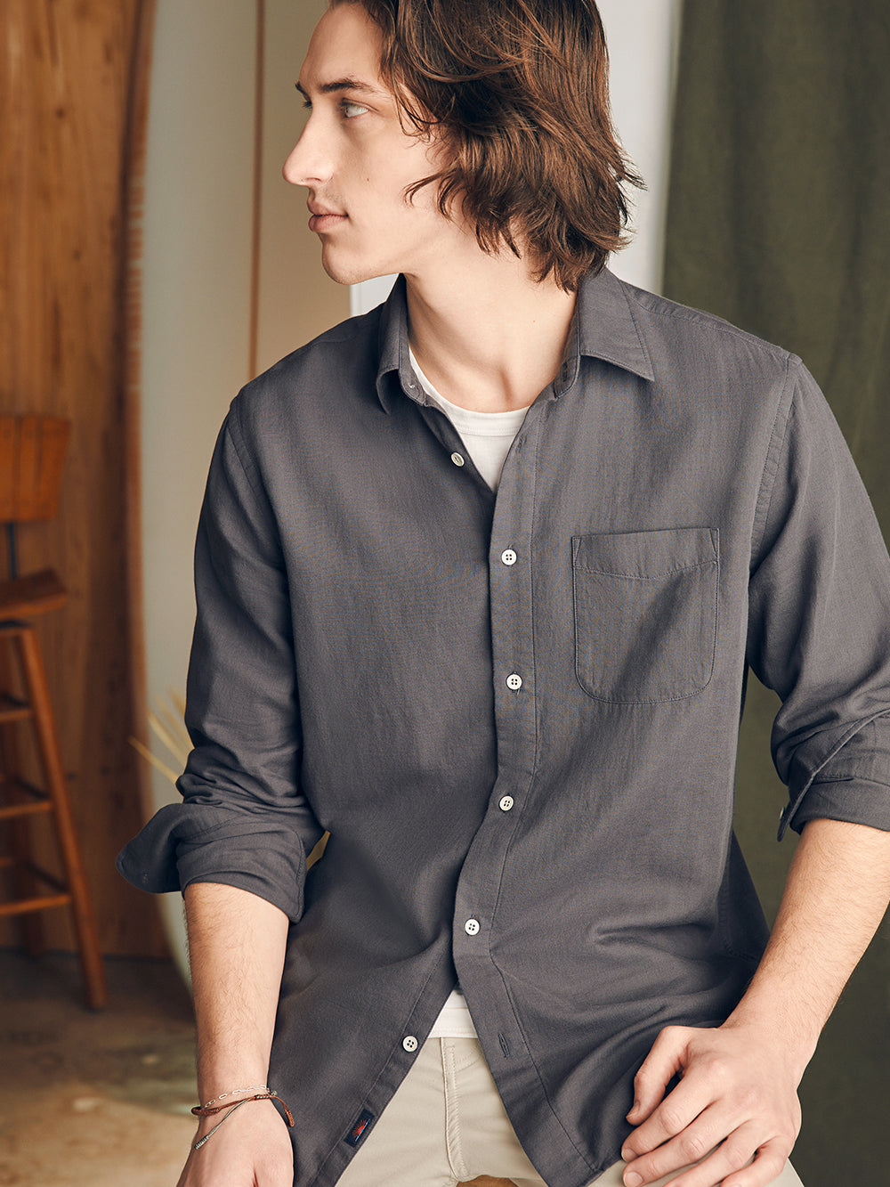 Sunwashed Chambray Shirt - Washed Charcoal