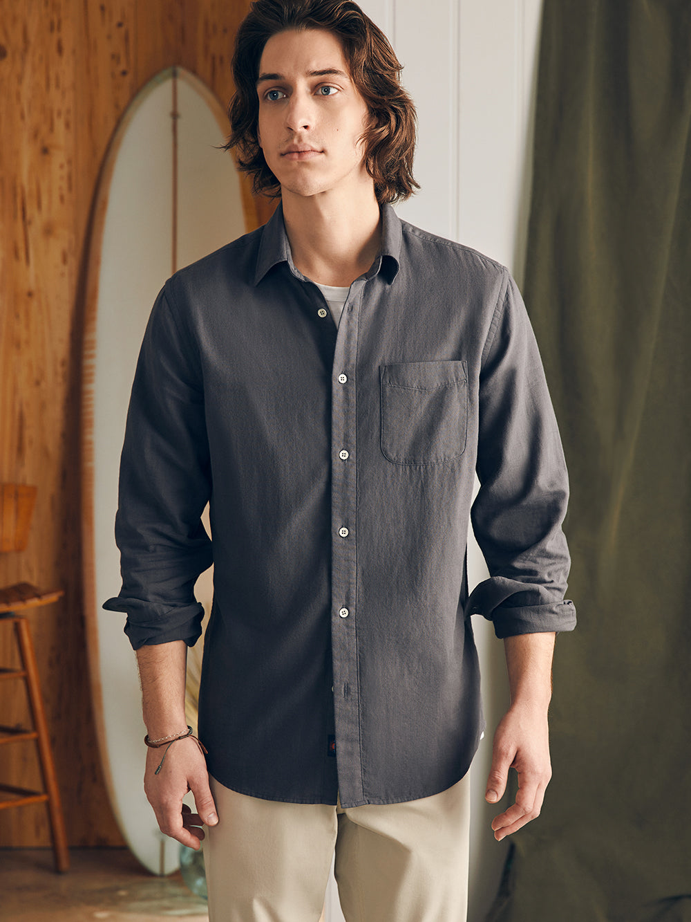 Sunwashed Chambray Shirt - Washed Charcoal