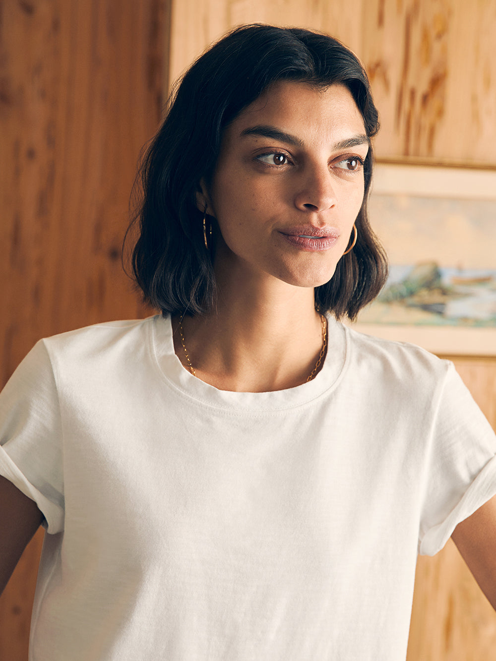 Sunwashed Cropped Crew Tee by Faherty in White