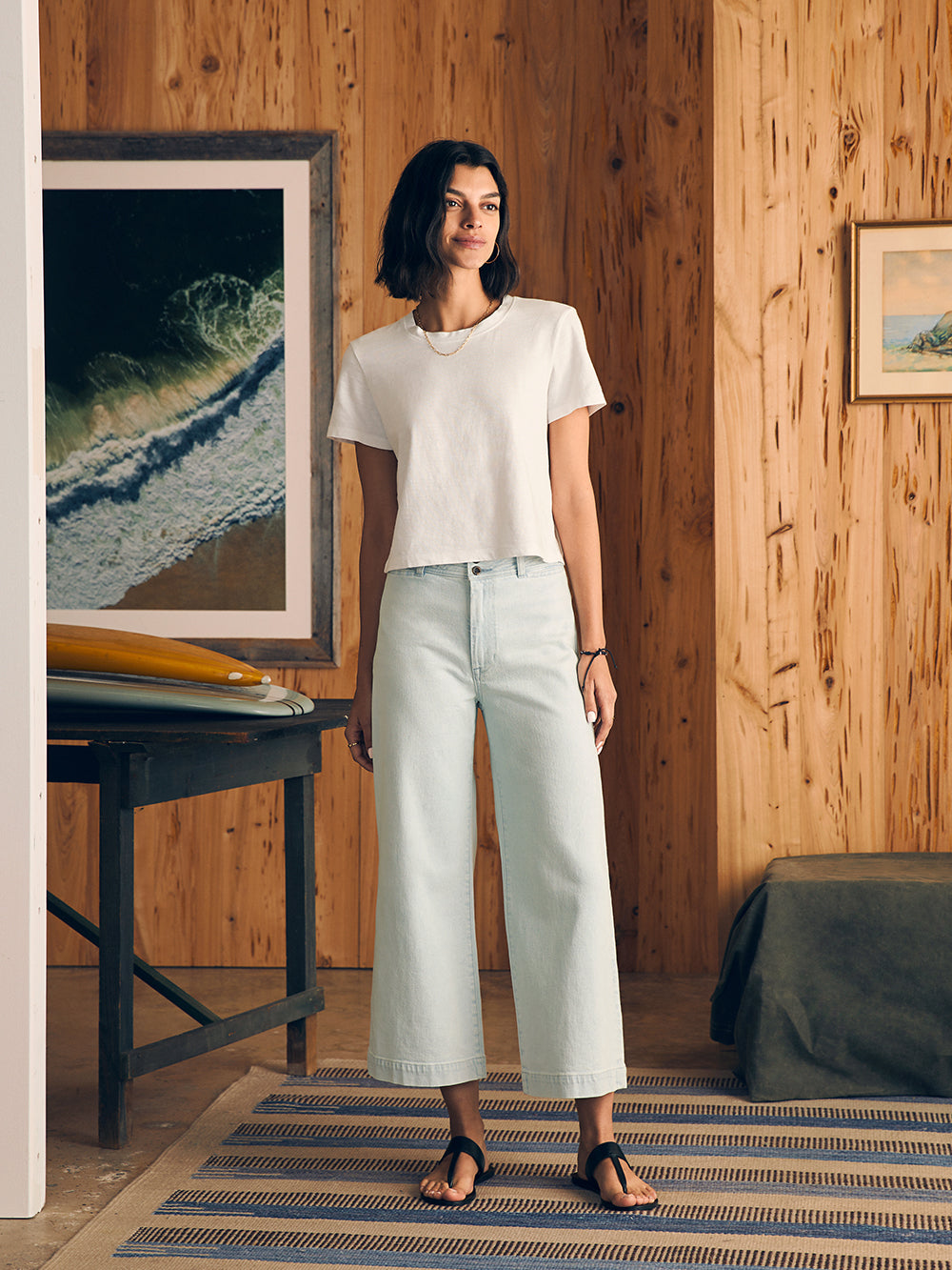 Sunwashed Cropped Crew Tee by Faherty in White