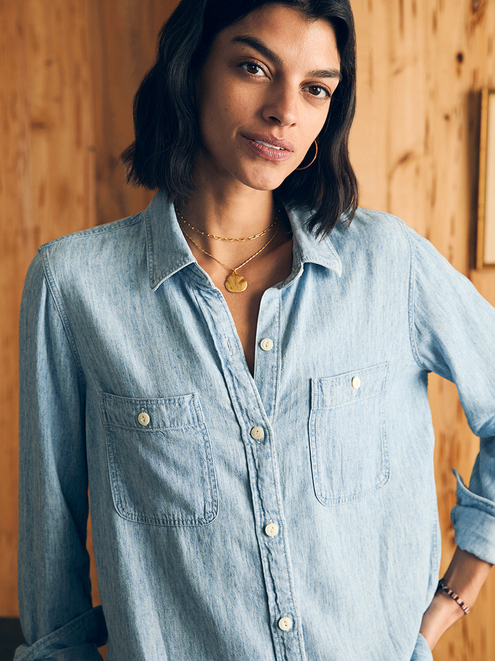 The Tried and True Shirt by Faherty in Mid Wash