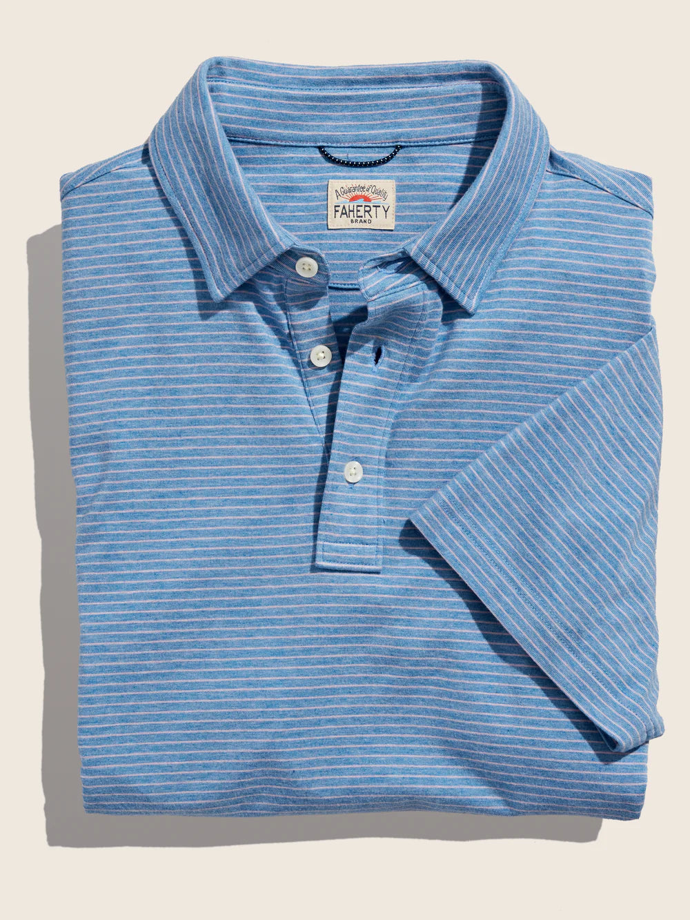 Faherty Isle Polo Sz Lg 100% Organic Cotton Pink Blue Stripe Polo Shirt A21-767 2024