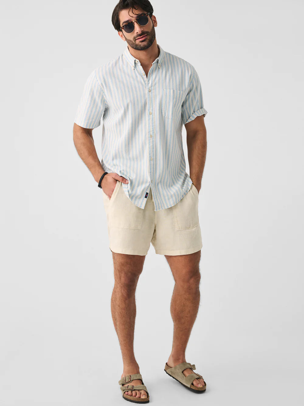 Short Sleeve Breeze Shirt - Sky Shell Stripe