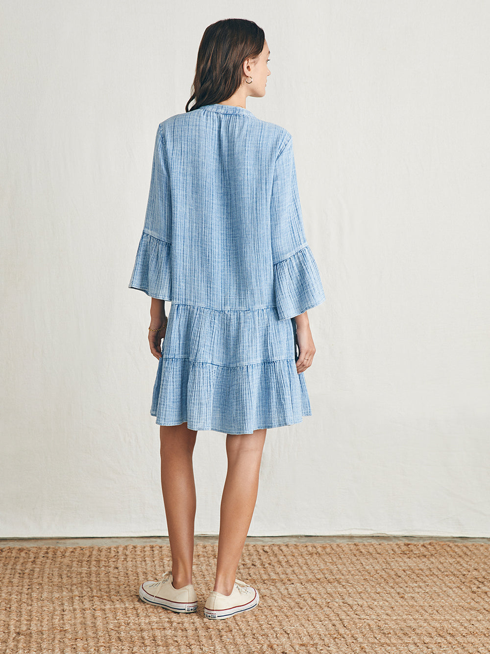 Dream Cotton Gauze Kasey Dress by Faherty in Light Indigo Wash