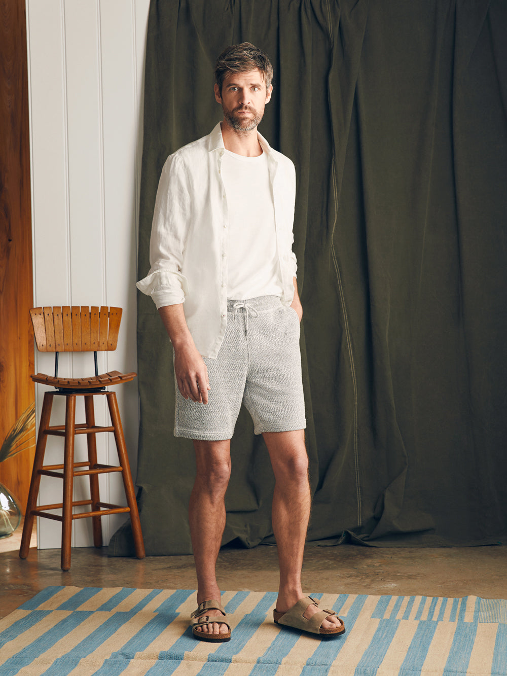 Whitewater Sweatshort by Faherty in Grey Shell Loop