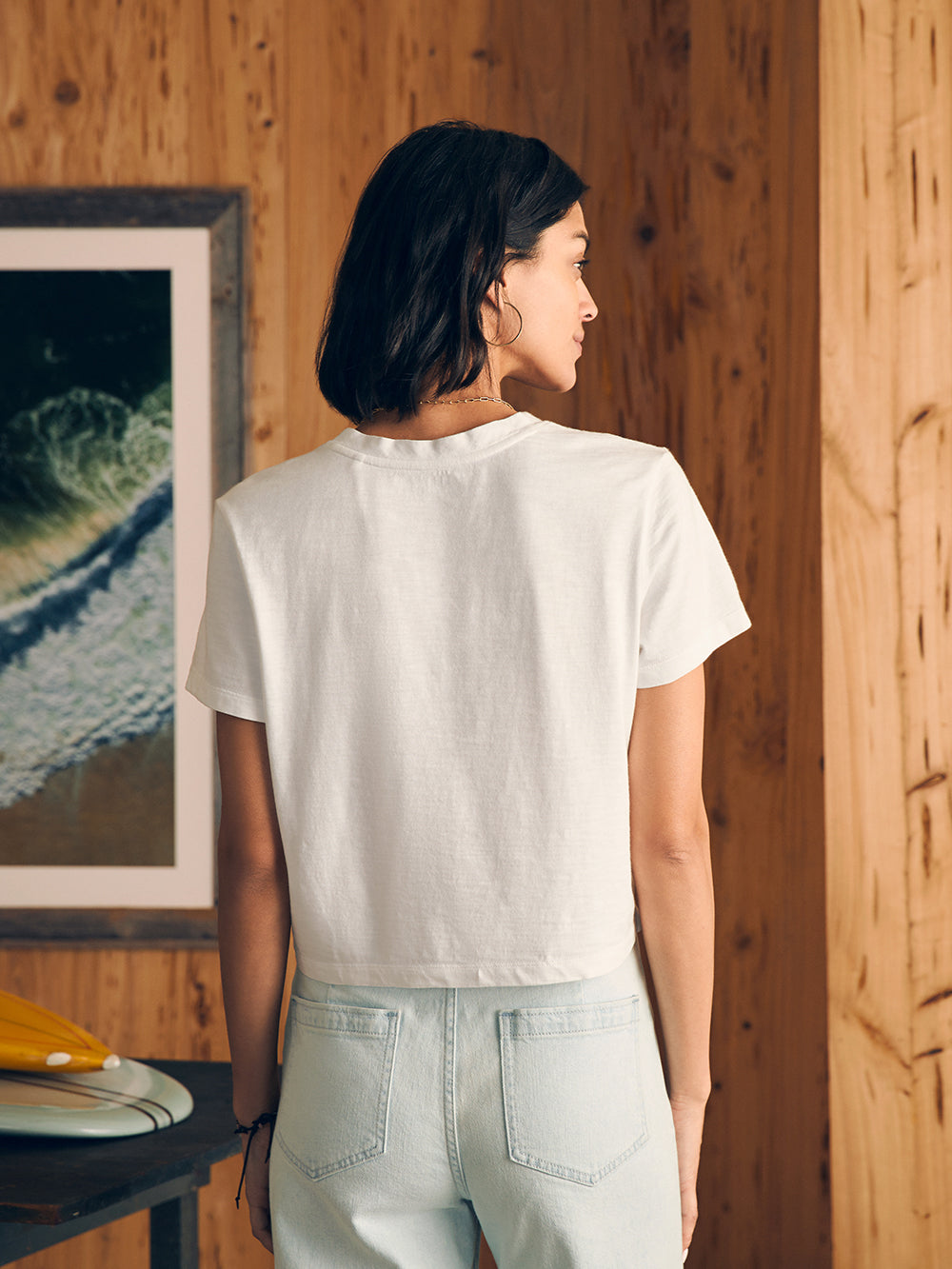 Sunwashed Cropped Crew Tee by Faherty in White