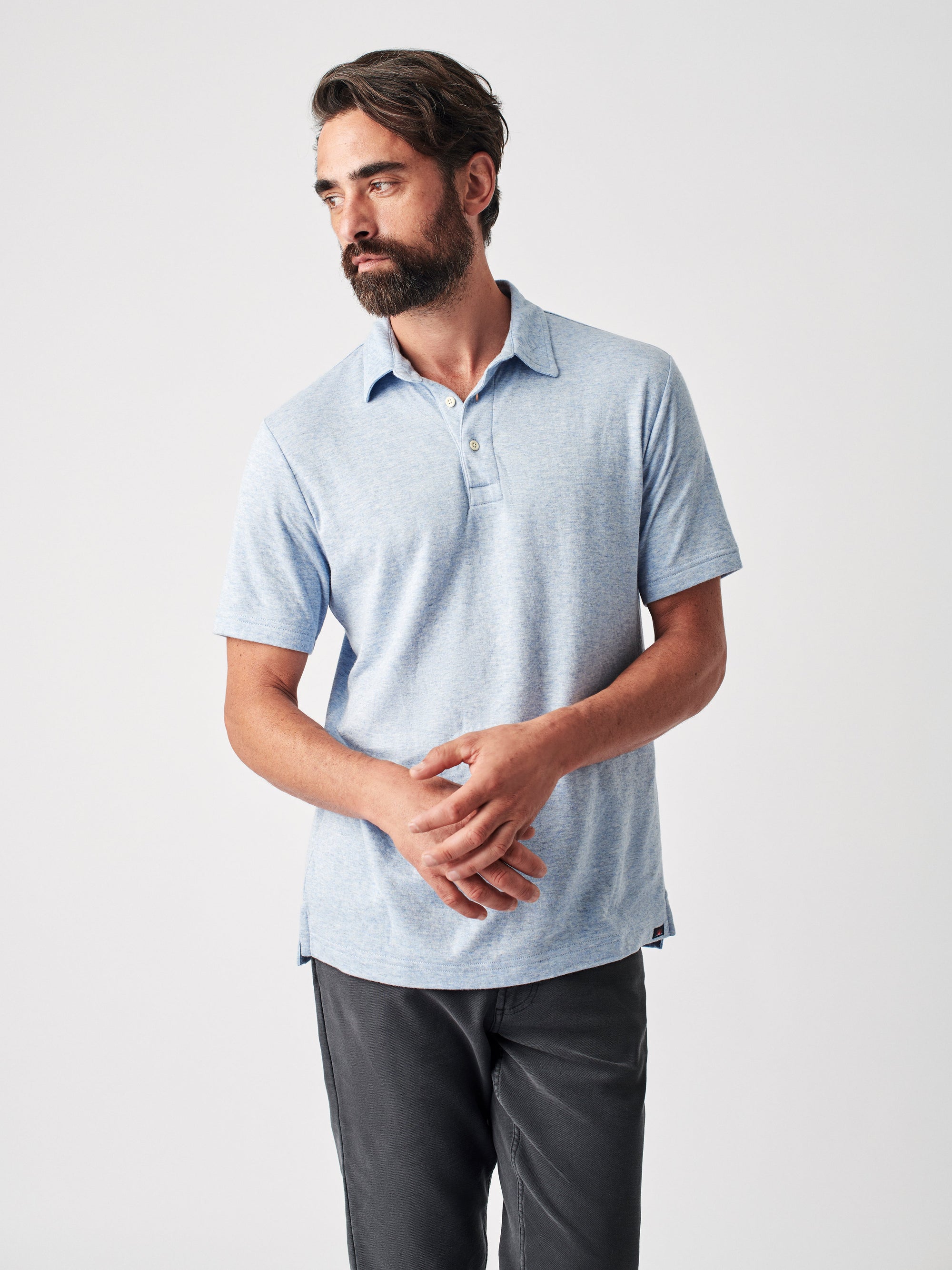 Cloud Short Sleeve Polo - Light Blue Heather