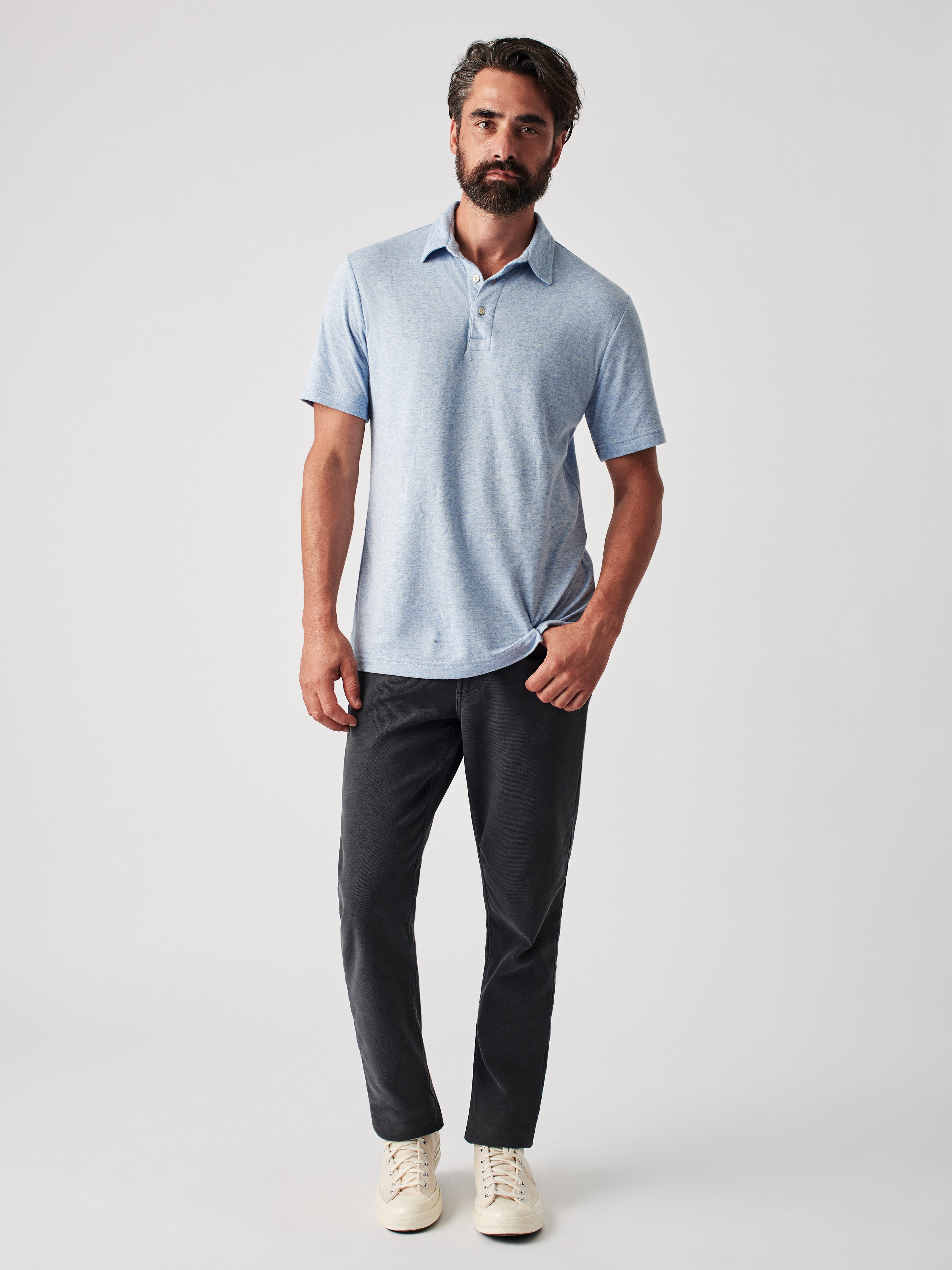 Cloud Short Sleeve Polo - Light Blue Heather