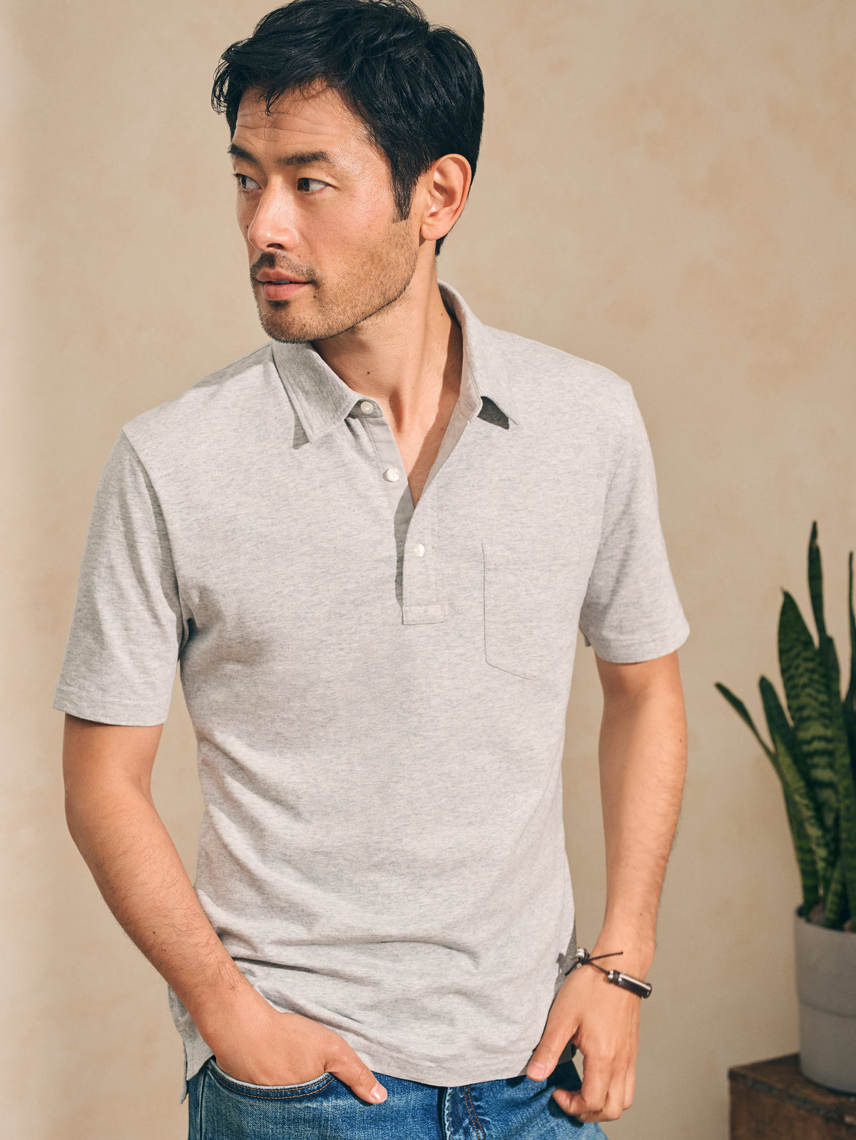 Sunwashed Polo - Heather Grey