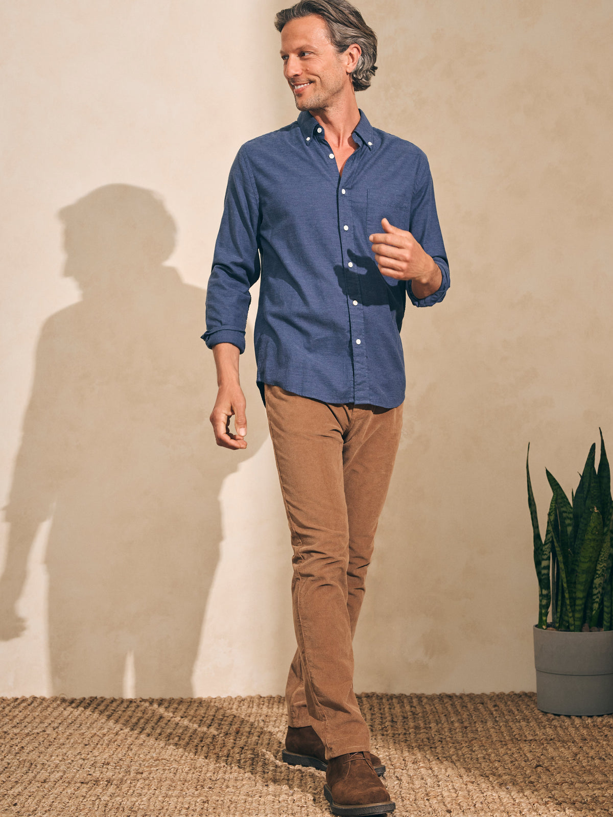 Stretch Oxford Shirt - Navy