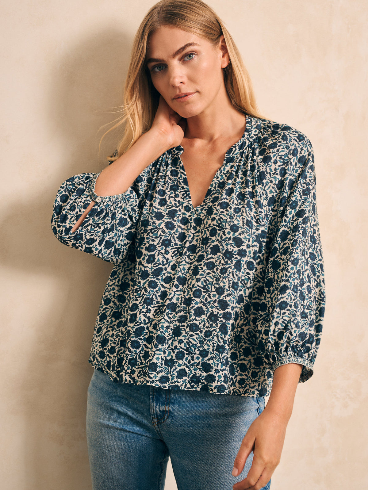 Portia Top - Navy Folly Floral