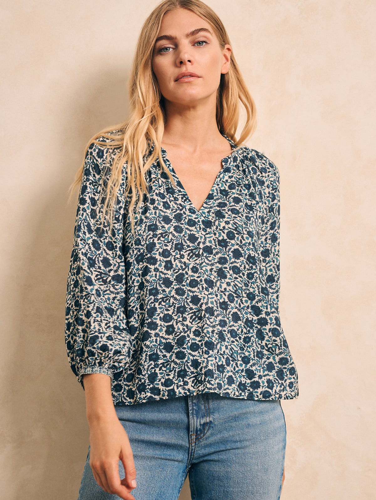 Portia Top - Navy Folly Floral