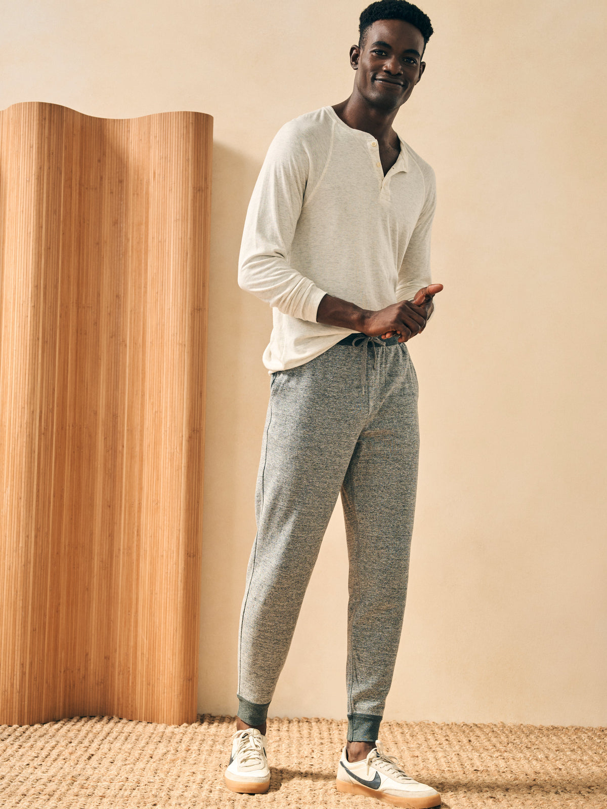 The Double Knit Sweatpant By Faherty In Light Carbon Heather