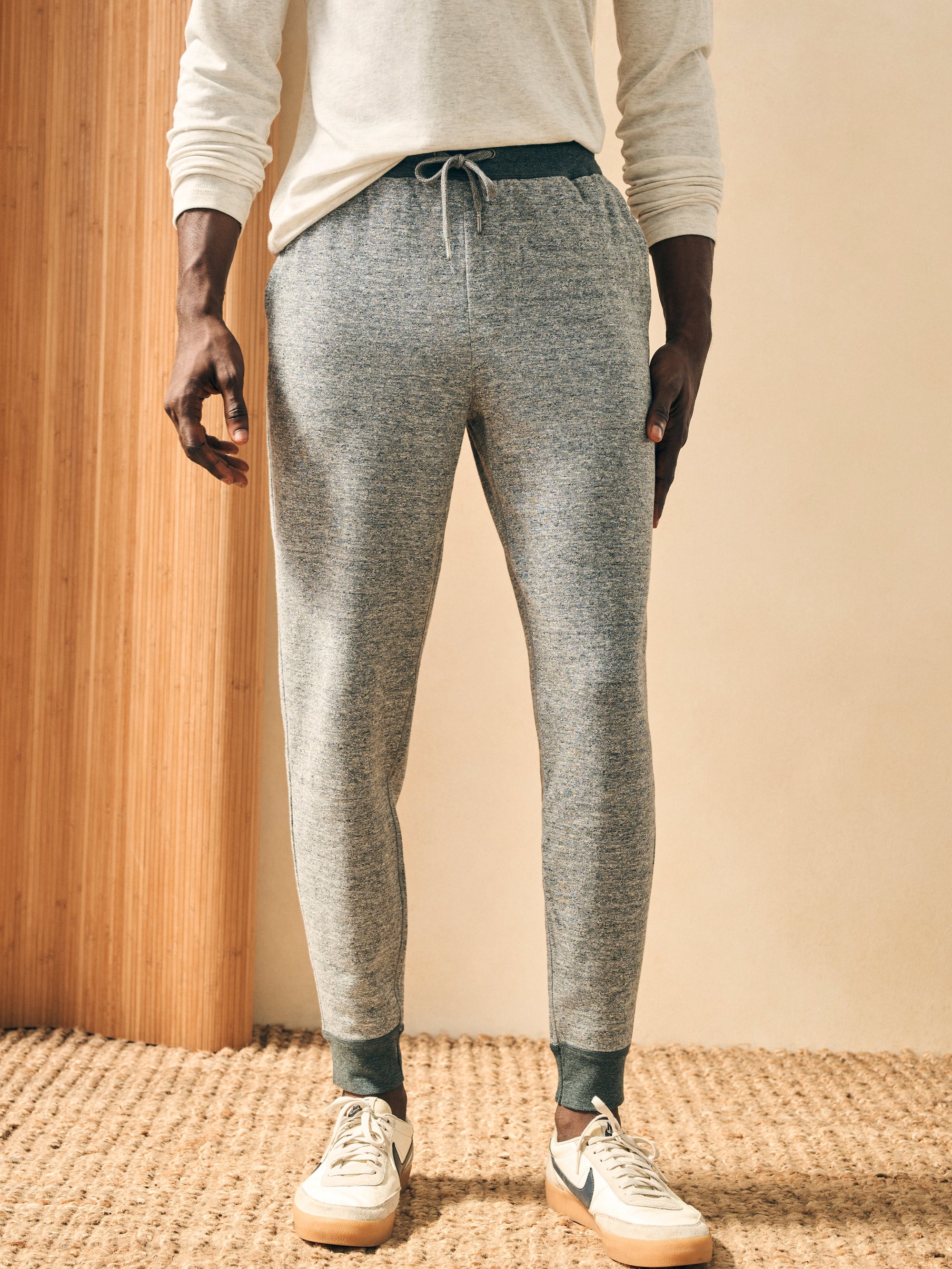 The Double Knit Sweatpant By Faherty In Light Carbon Heather