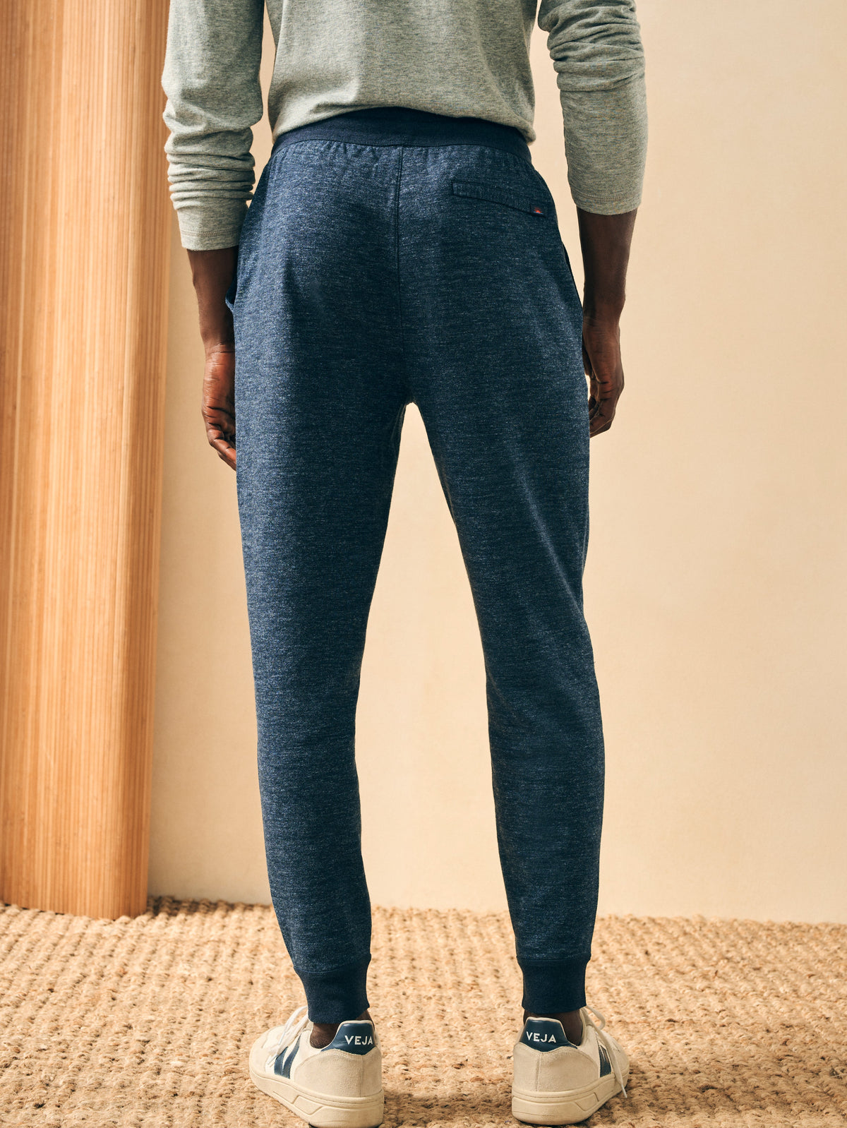 The Double Knit Sweatpant By Faherty In Varsity Navy Heather