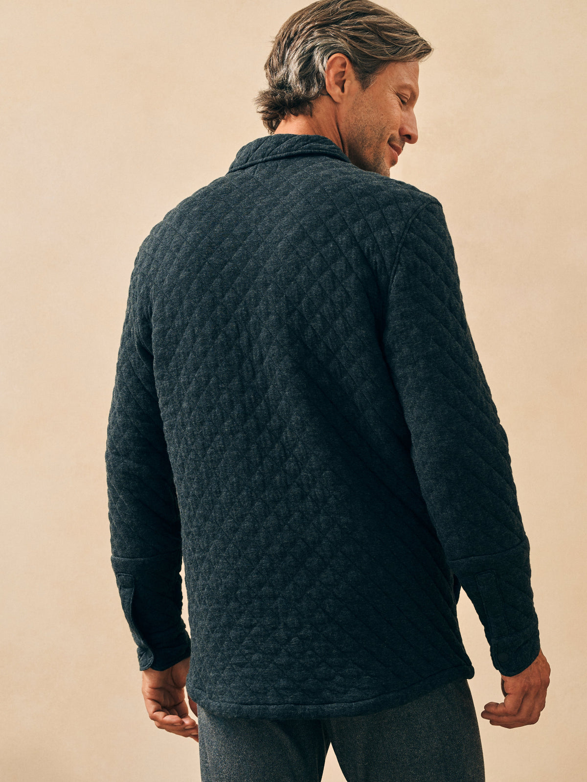 The Epic Quilted Fleece Cpo By Faherty In Black Heather