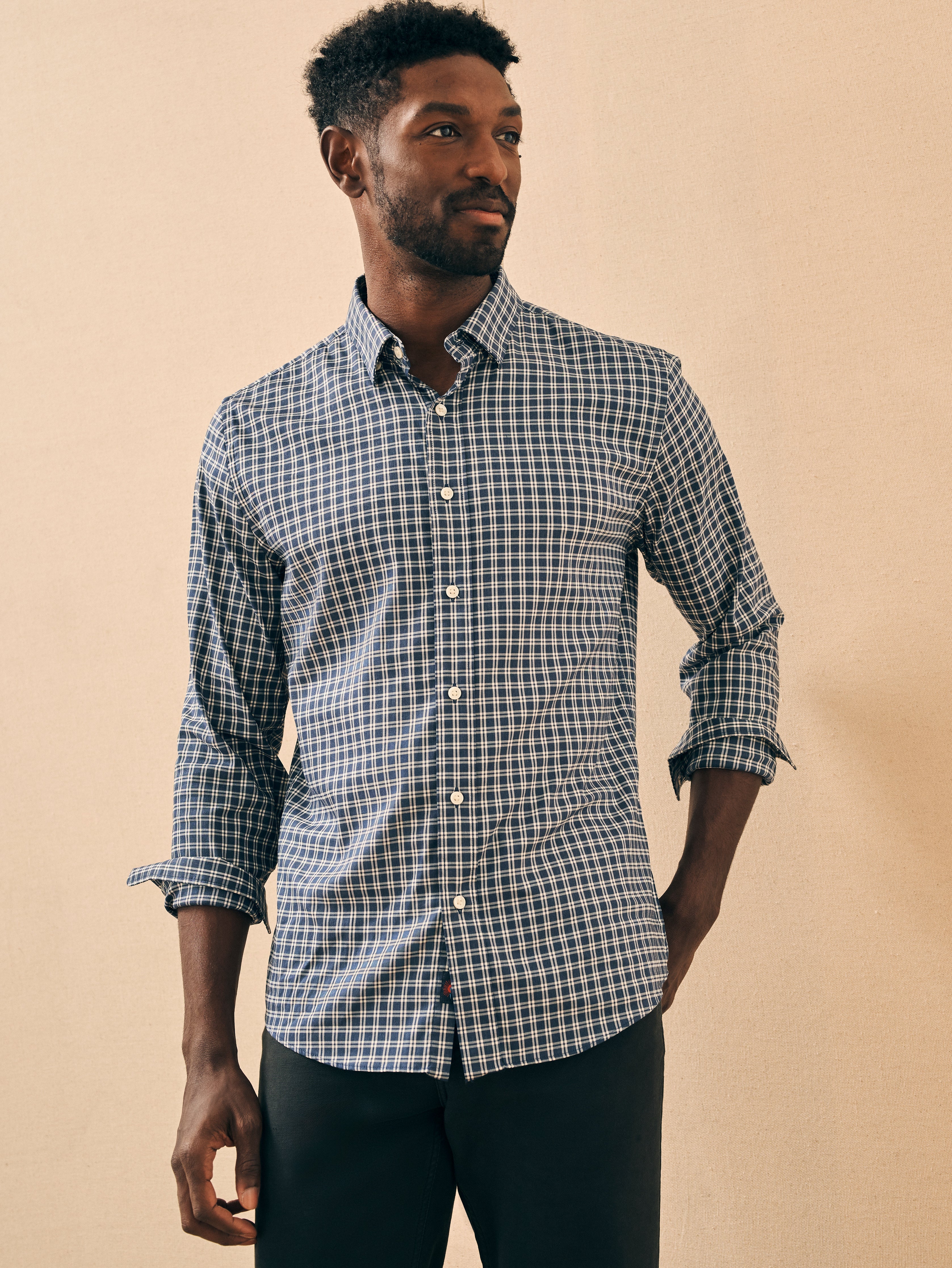 The Movement Shirt - Navy White Check