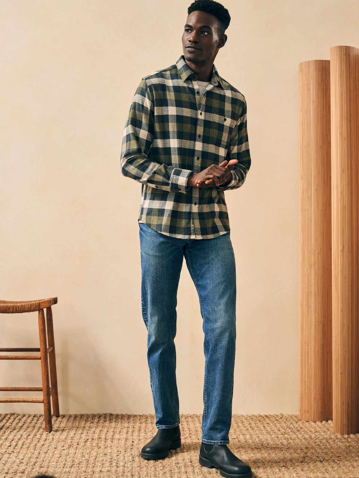 The Super Brushed Flannel By Faherty In Ten Mile Buffalo