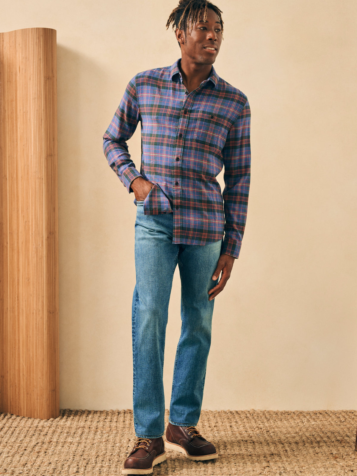 The Super Brushed Flannel By Faherty In Trestle Tree Plaid