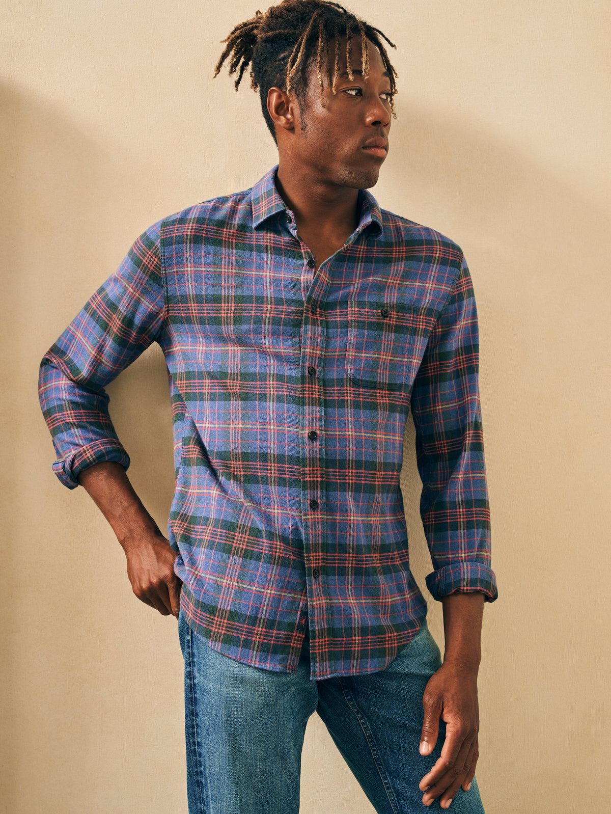 The Super Brushed Flannel By Faherty In Trestle Tree Plaid