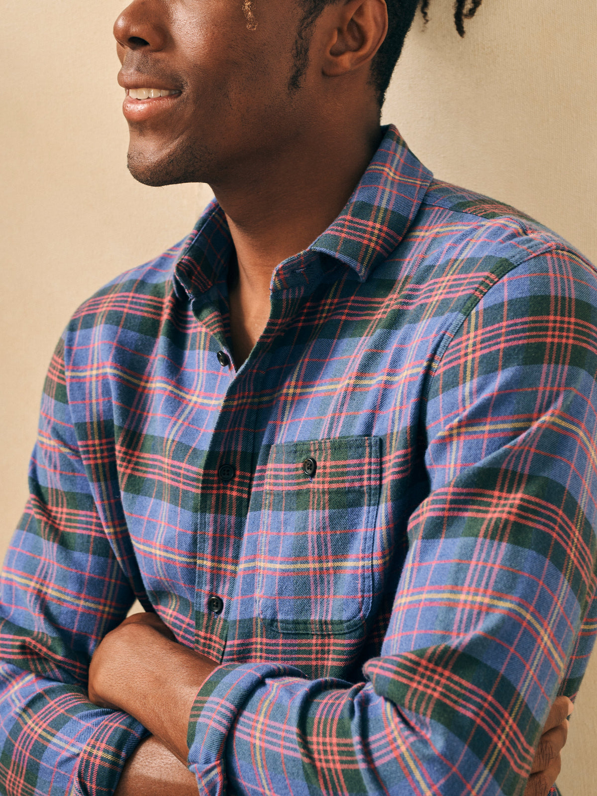 The Super Brushed Flannel By Faherty In Trestle Tree Plaid