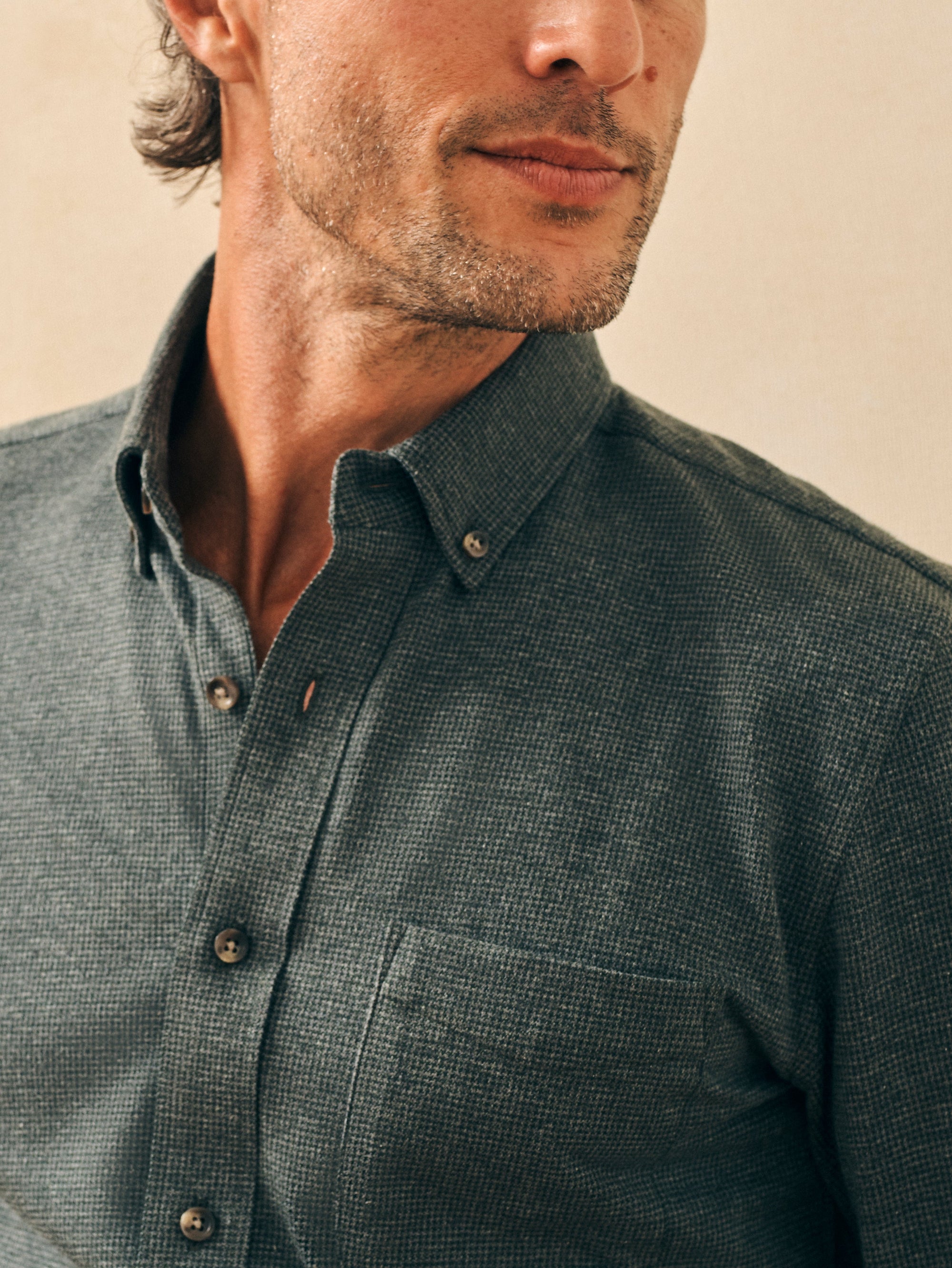 The Houndstooth Knit Shirt By Faherty In Charcoal Houndstooth