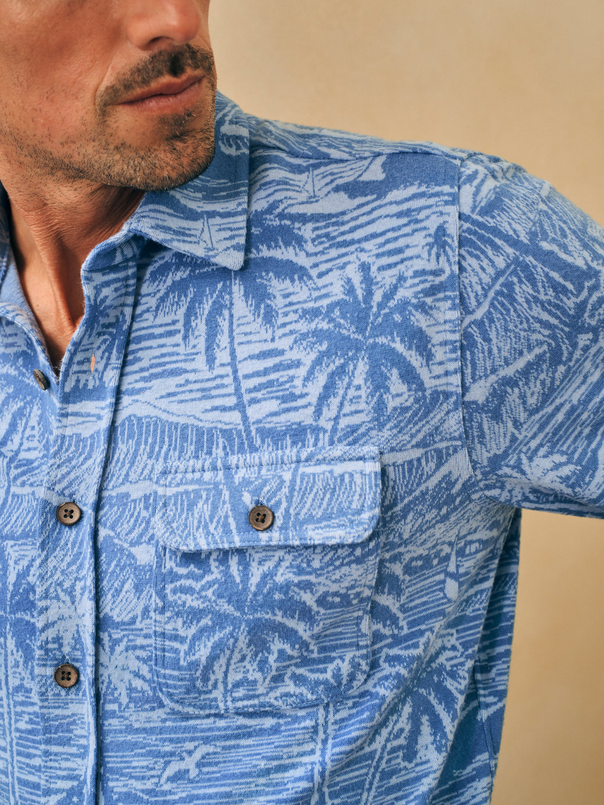 The Legend Sweater Shirt By Faherty In Coastal Waters