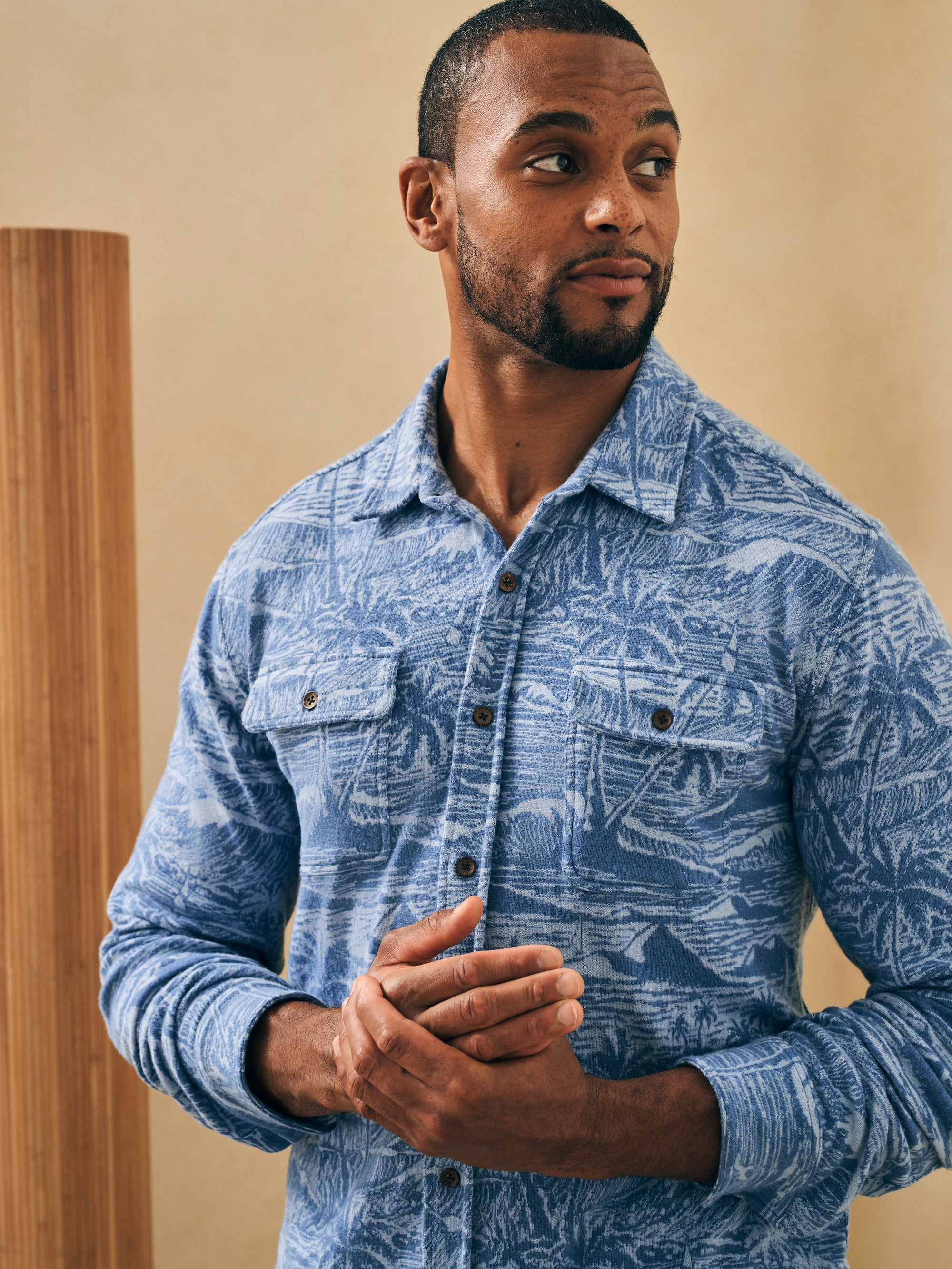 The Legend Sweater Shirt By Faherty In Coastal Waters