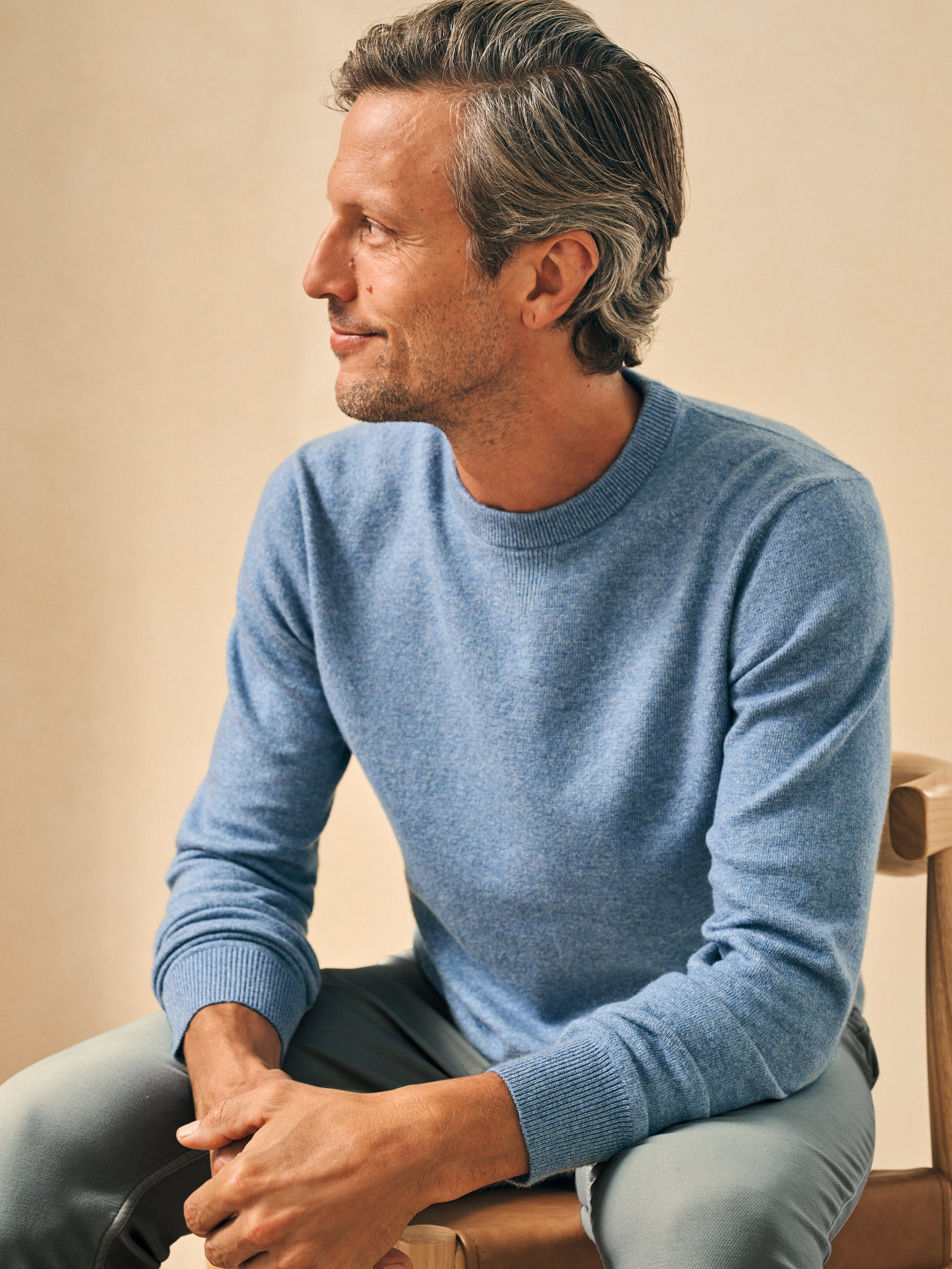 The Jackson Crew Sweater By Faherty In Mountain Stream Heather