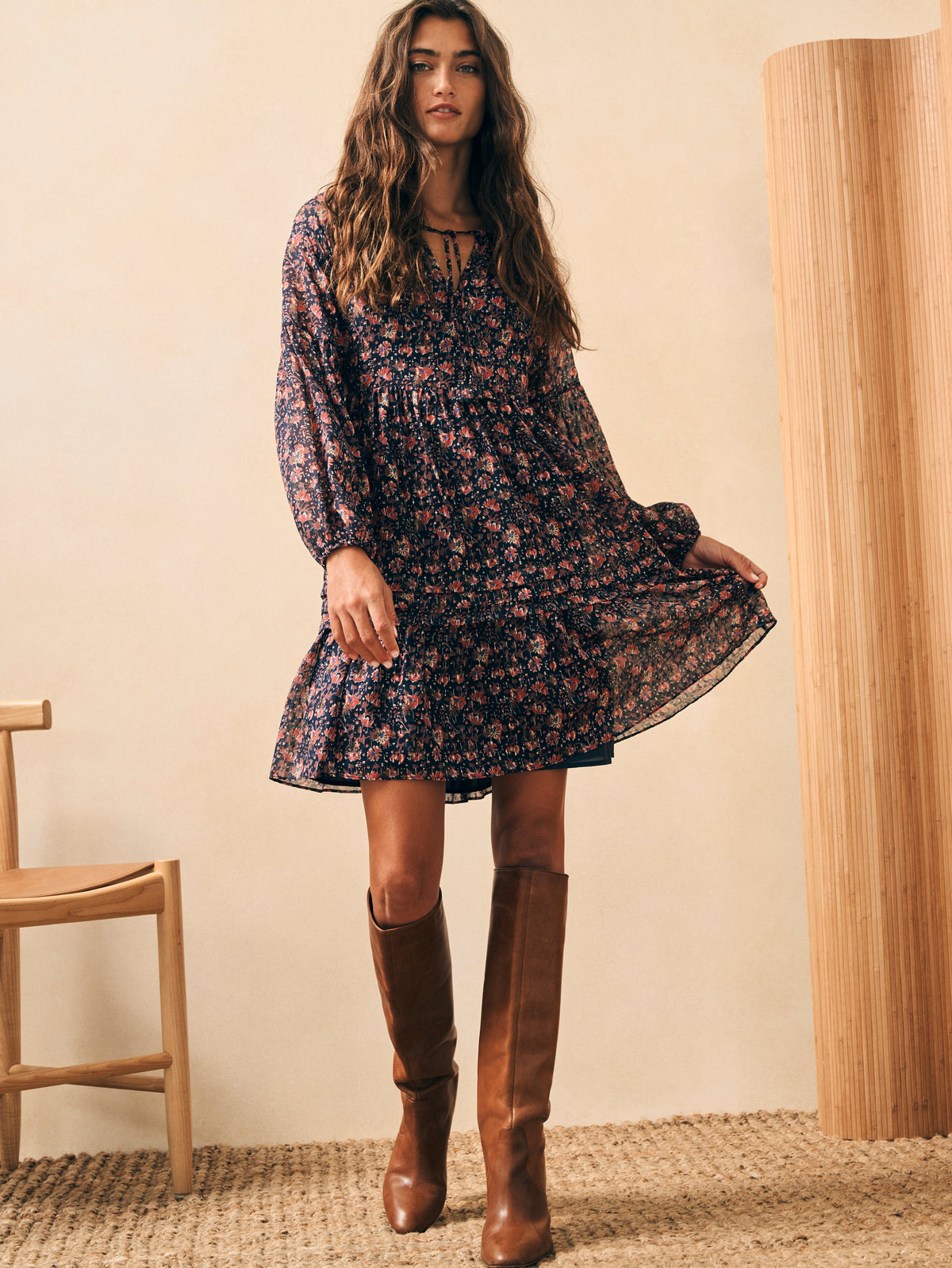 The Silk Cotton Sage Wood Dress By Faherty In Stargaze Bloom