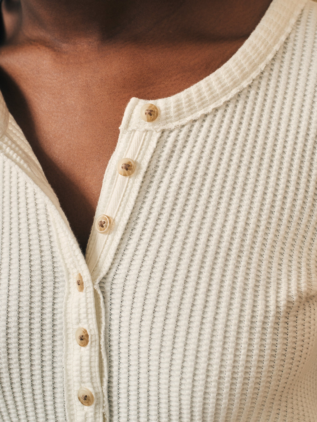 The Legend Apres Waffle Henley By Faherty In Egret