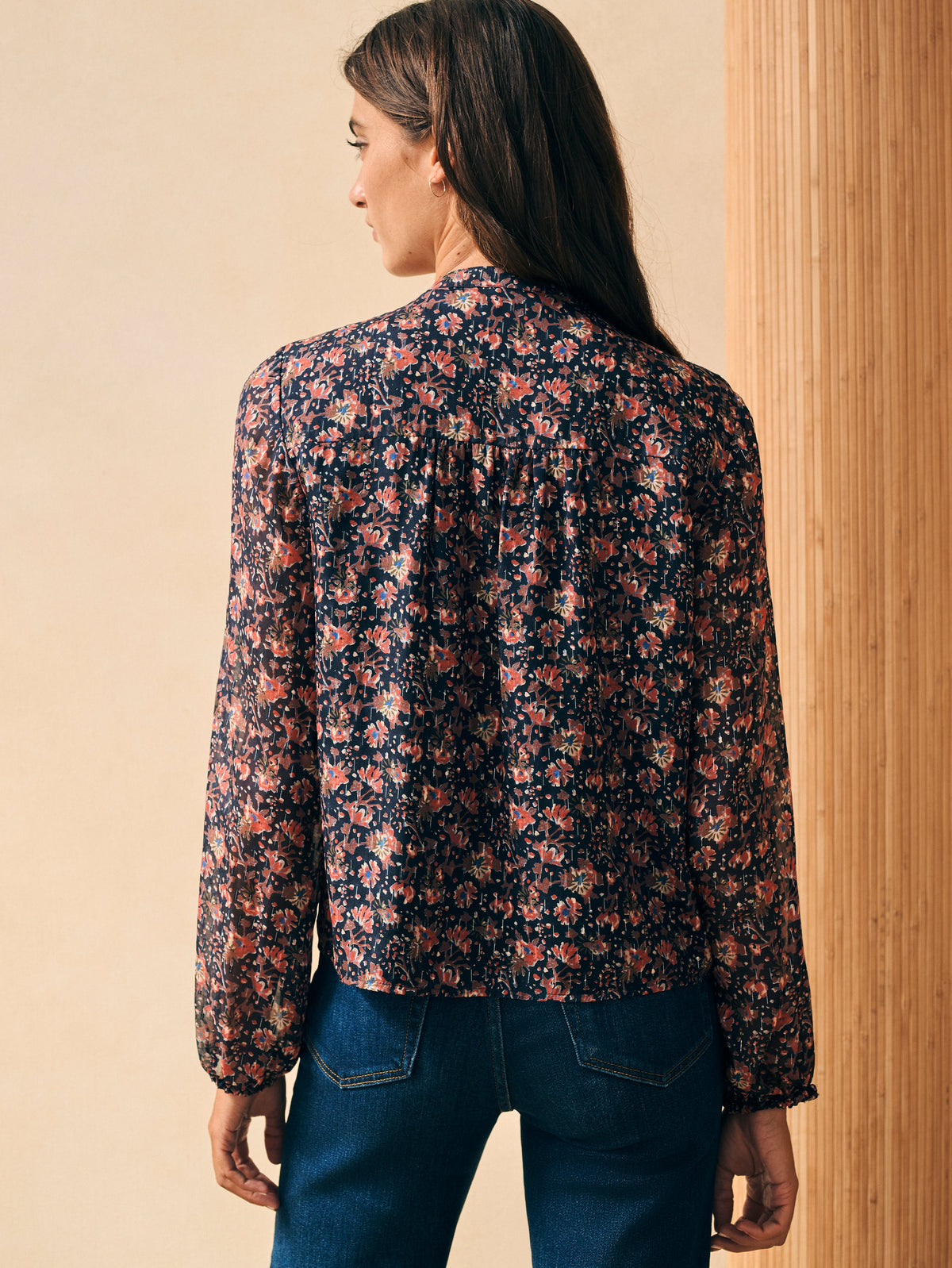 The Silk Cotton Sage Wood Blouse By Faherty In Stargaze Bloom