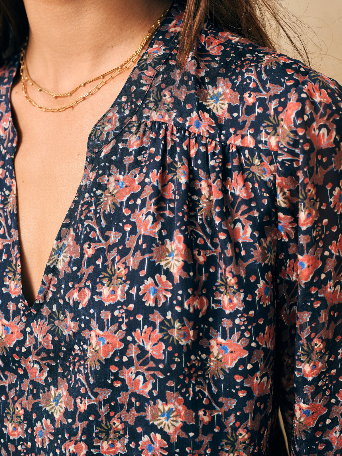 The Silk Cotton Sage Wood Blouse By Faherty In Stargaze Bloom