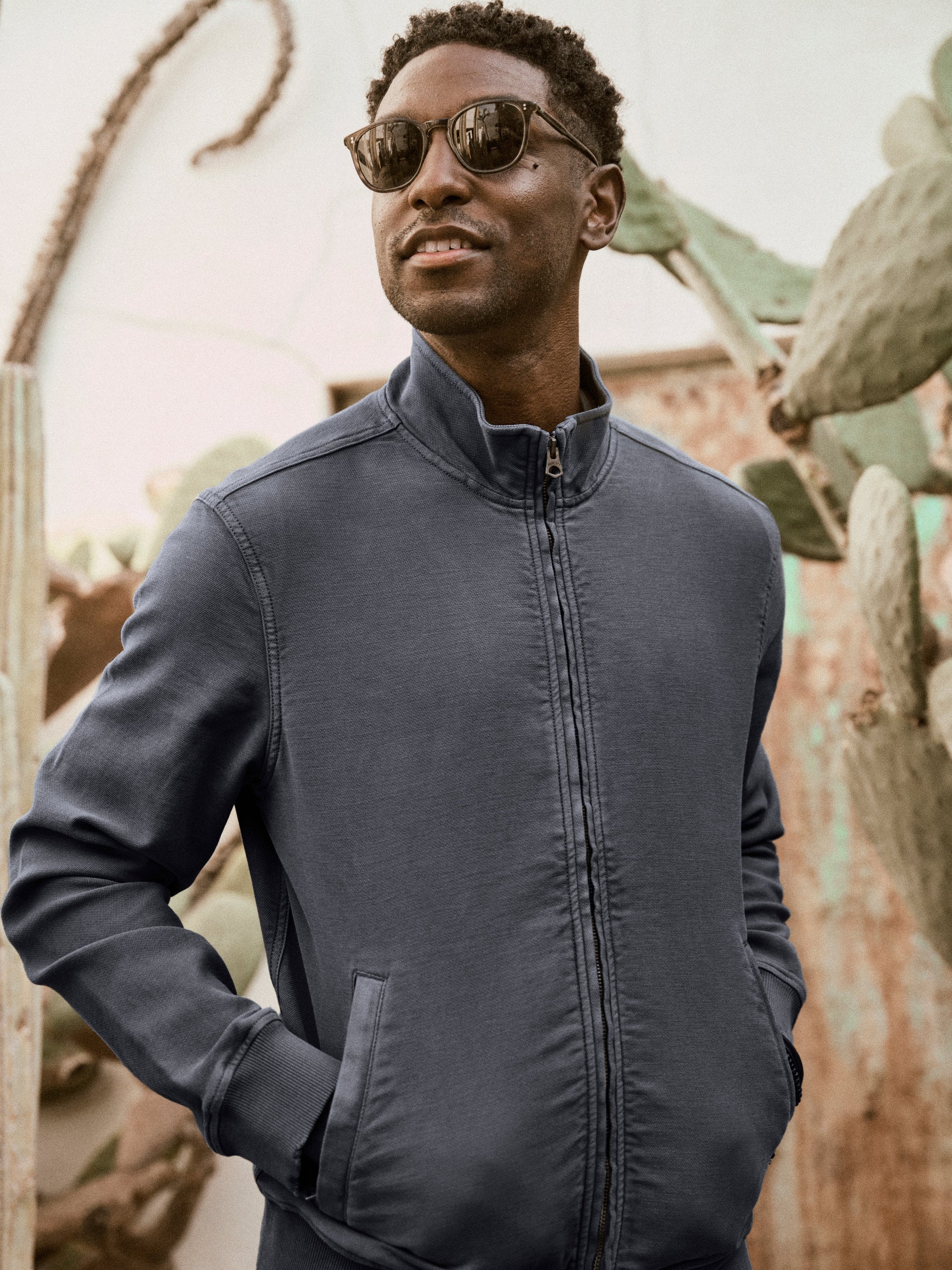 Stretch Terry Tanker Jacket - Navy