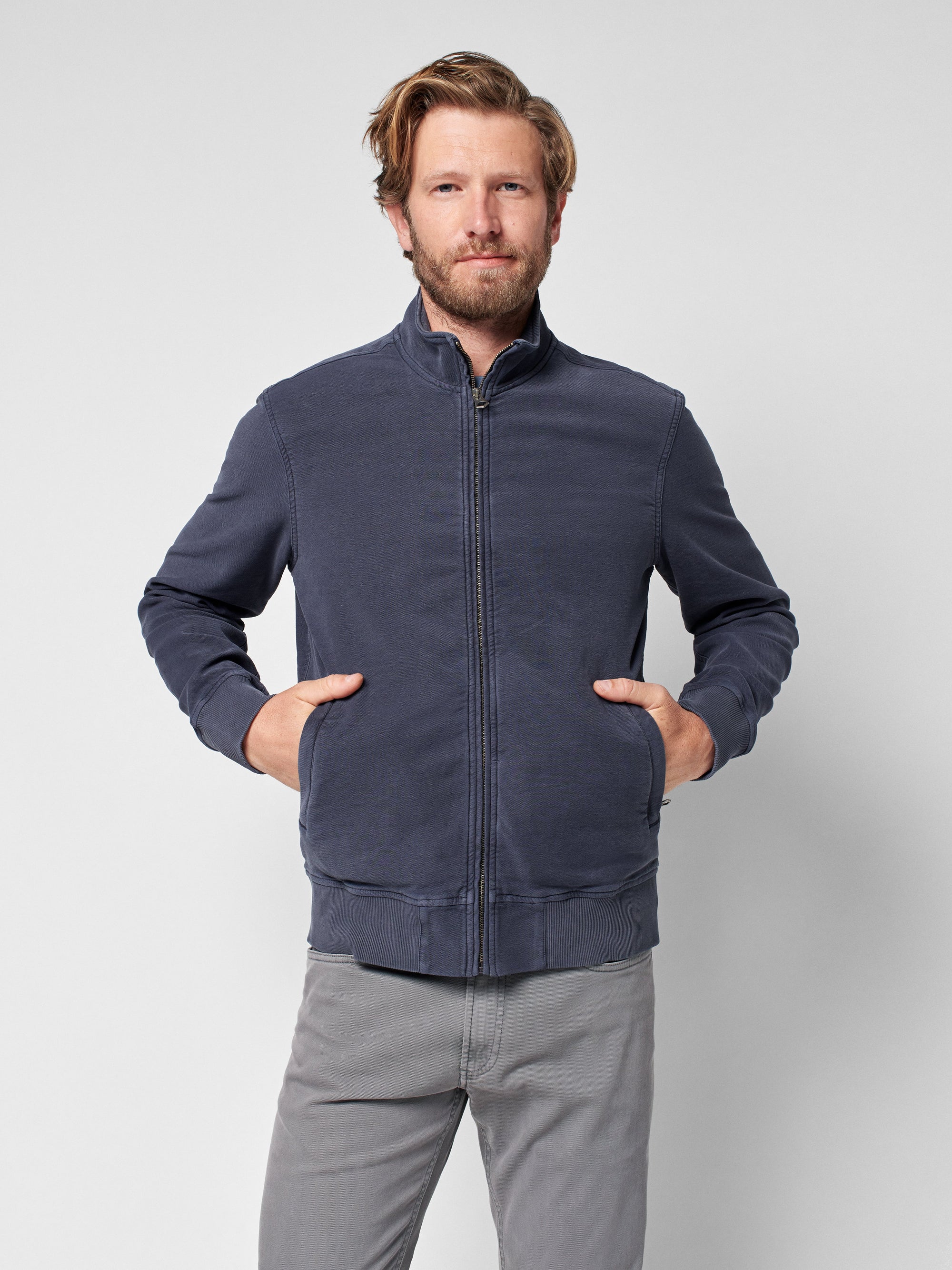 Stretch Terry Tanker Jacket - Navy